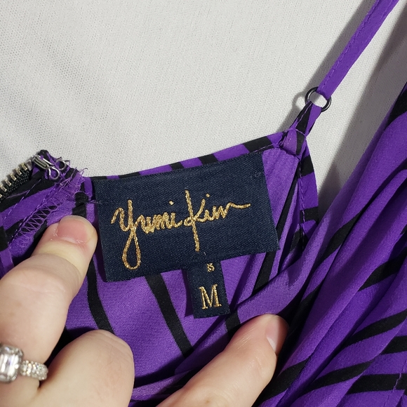 Yumi Kim ourple and black abstract print Sleeveless dress with pockets. Medium - Picture 5 of 7